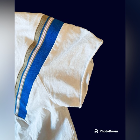 T-Shirt in Short Serve Stripe Blue Pink Small - Picture 3 of 5